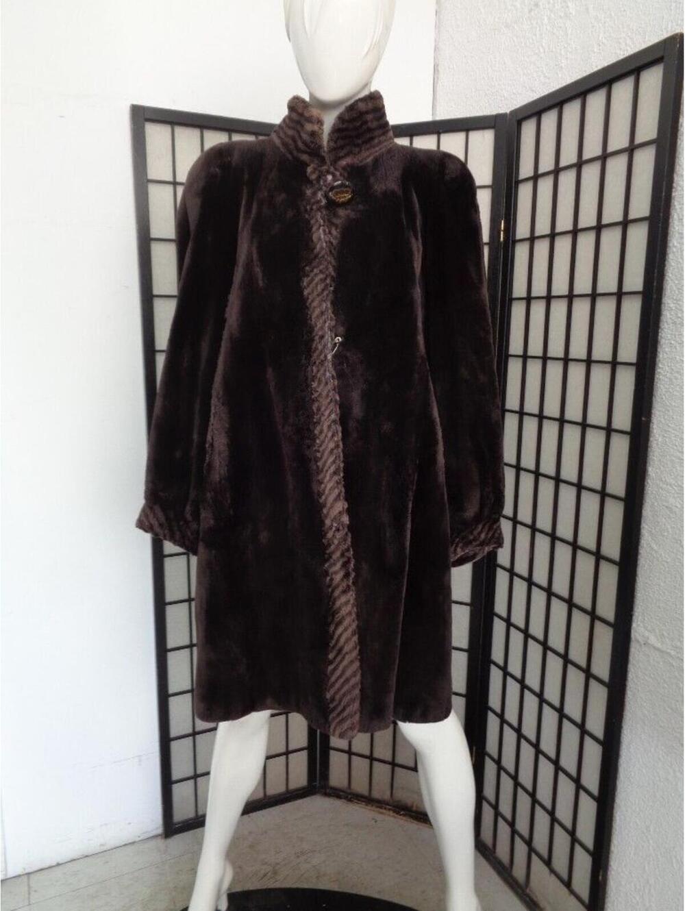 EXCELLENT BROWN SHEARED BEAVER FUR COAT JACKET WOMEN WOMAN SIZE 10 NEW LINING!